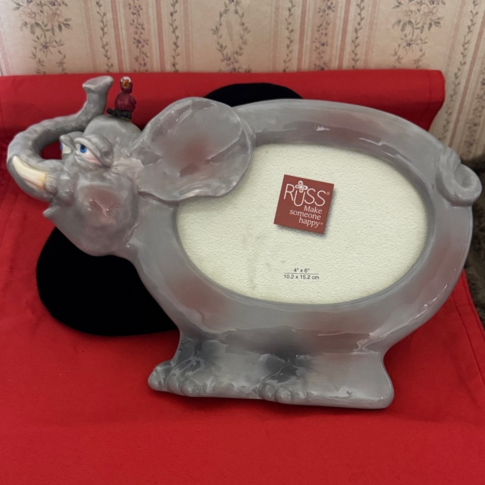 Russ Gray Elephant With Dodo Bird Photo Frame Really Cute For a Kids Room